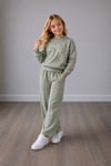 Kız Çocuk İnci Fiyonk Detaylı Sweatshirt Bol Paça Pantolon Alt Üst Takım