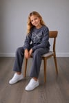Kız Çocuk İnci Fiyonk Detaylı Sweatshirt Bol Paça Pantolon Alt Üst Takım