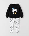 Kız Çocuk Köpek Baskılı Sweatshirt Puantiyeli Taytlı Alt Üst Takım