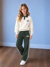 Kız Çocuk Lacivert Polo Yaka Şerit Detaylı Sweatshirt Pantolon Alt Üst Takım