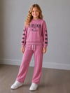 Kız Çocuk London Yazılı Fiyonk Detaylı Sweatshirt Pantolon Alt Üst Takım