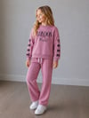 Kız Çocuk London Yazılı Fiyonk Detaylı Sweatshirt Pantolon Alt Üst Takım