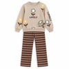 Kız Çocuk Lovely Yazılı Çiçek Baskılı Sweatshirt Çizgili Pantolon Alt Üst Takım