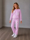 Kız Çocuk Papatya Aplikeli Sweatshirt Pantolon Alt Üst Takım