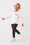Kız Çocuk Simli Fiyonk Detaylı Nakışlı Sweatshirt Tayt 2’li Takım