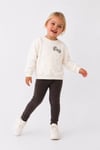 Kız Çocuk Simli Fiyonk Detaylı Nakışlı Sweatshirt Tayt 2’li Takım