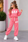 Kız Çocuk Süzene Nakışlı Bisiklet Yaka Sweatshirt ve Lastikli Paça Eşofman Altı Takım