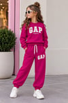 Kız Çocuk Süzene Nakışlı Bisiklet Yaka Sweatshirt ve Lastikli Paça Eşofman Altı Takım