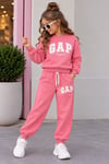 Kız Çocuk Süzene Nakışlı Bisiklet Yaka Sweatshirt ve Lastikli Paça Eşofman Altı Takım
