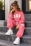 Kız Çocuk Süzene Nakışlı Bisiklet Yaka Sweatshirt ve Lastikli Paça Eşofman Altı Takım