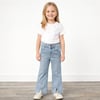 Kız Çocuk Trend Model Yırtmaçlı Açık Mavi Kot Pantolon