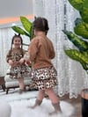 Leopar Etekli Fiyonk Desenli Kız Çocuk Takım