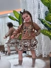Leopar Etekli Fiyonk Desenli Kız Çocuk Takım