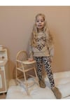 Leoparlı Kalp Baskılı Taytlı Kız Çocuk Alt Üst takım
