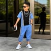 Trend Erkek Çocuk Kot Takım Şeritli Spor Kombin