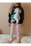 Unicorn Baskılı İspanyol Paça Taytlı Kız Çocuk Takım