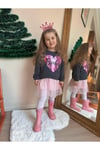 Yigit Butik Barbie Baskılı Tüllü Sweat Elbise