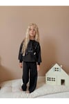 Yigit Butik Çiçek Aplike İşlemeli Uzun Kollu Kız Çocuk Alt Üst Takım