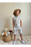 Yigit Butik Çizgili Polo Yaka Şortlu Erkek Çocuk Takım