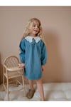Yigit Butik Dantel Yaka Denim Elbise