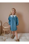 Yigit Butik Dantel Yaka Denim Elbise