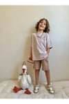 Yigit Butik Gofre Kumaş Mandarin Yaka Erkek Çocuk Şortlu Takım