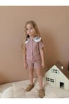 Yigit Butik Kaşkorse Kumaş Gömlek Yaka Şortlu Kız Çocuk Takım