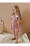 Yigit Butik Kaşkorse Kumaş Gömlek Yaka Şortlu Kız Çocuk Takım