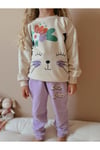 Yigit Butik Kedi Baskılı Kız Çocuk Takım