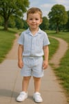 Yigit Butik Keten Kumaş Çizgili Erkek Çocuk Takım