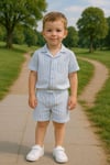 Yigit Butik Keten Kumaş Çizgili Erkek Çocuk Takım
