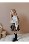 Yigit Butik Leopar Etekli Kalp İşlemeli Kız Çocuk Alt Üst Takım