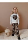 Yigit Butik Leopar Taytlı İspanyol Paça Kız Çocuk Alt Üst Takım