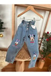 Yigit Butik Minnie Baskılı kız Çocuk Denim Pantolon
