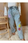 Yigit Butik Smile İşlemeli Kız Çocuk Jeans Pantolon