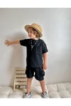 Yigit Butik Waffle Kumaş Şortlu Erkek Çocuk Takım