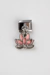 Lotus Çiçek Figürlü Paslanmaz Çelik Italyan Charm Bileklik Kişiselleştirme Eki Link 017
