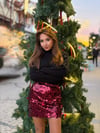 kadın bordo payet mini etek