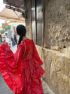 kadın ithal ipek takım(üst kelebek kol)alt(pantolon etek)kırmızı