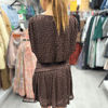 Kahve Dantel Drape Detaylı Elbise