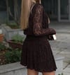 Kahve Dantel Drape Detaylı Elbise