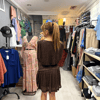 Kahve Dantel Drape Detaylı Elbise