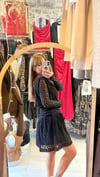 Siyah Dantel Drape Detaylı Dantel Elbise