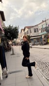 Siyah İkili Takım,Selanik Kumaş,Gümüş Yazılı Eşofman Takım