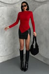 Asimetrik Drape Kadın Body-Bluz -065