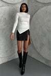 Asimetrik Drape Kadın Body-Bluz -065