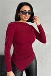 Asimetrik Drape Kadın Body-Bluz -065