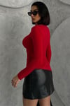 Asimetrik Drape Kadın Body-Bluz -065