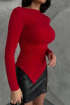 Asimetrik Drape Kadın Body-Bluz -065