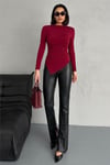 Asimetrik Drape Kadın Body-Bluz -065